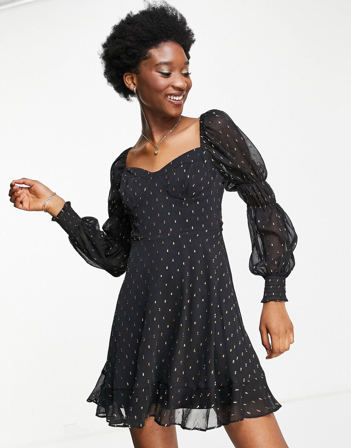 

Черное платье мини с пышной юбкой Miss Selfridge
