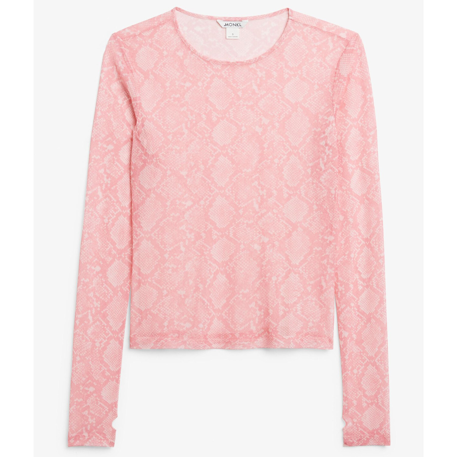 

Топ Monki Long Sleeve Mesh With Thumbholes, розовый