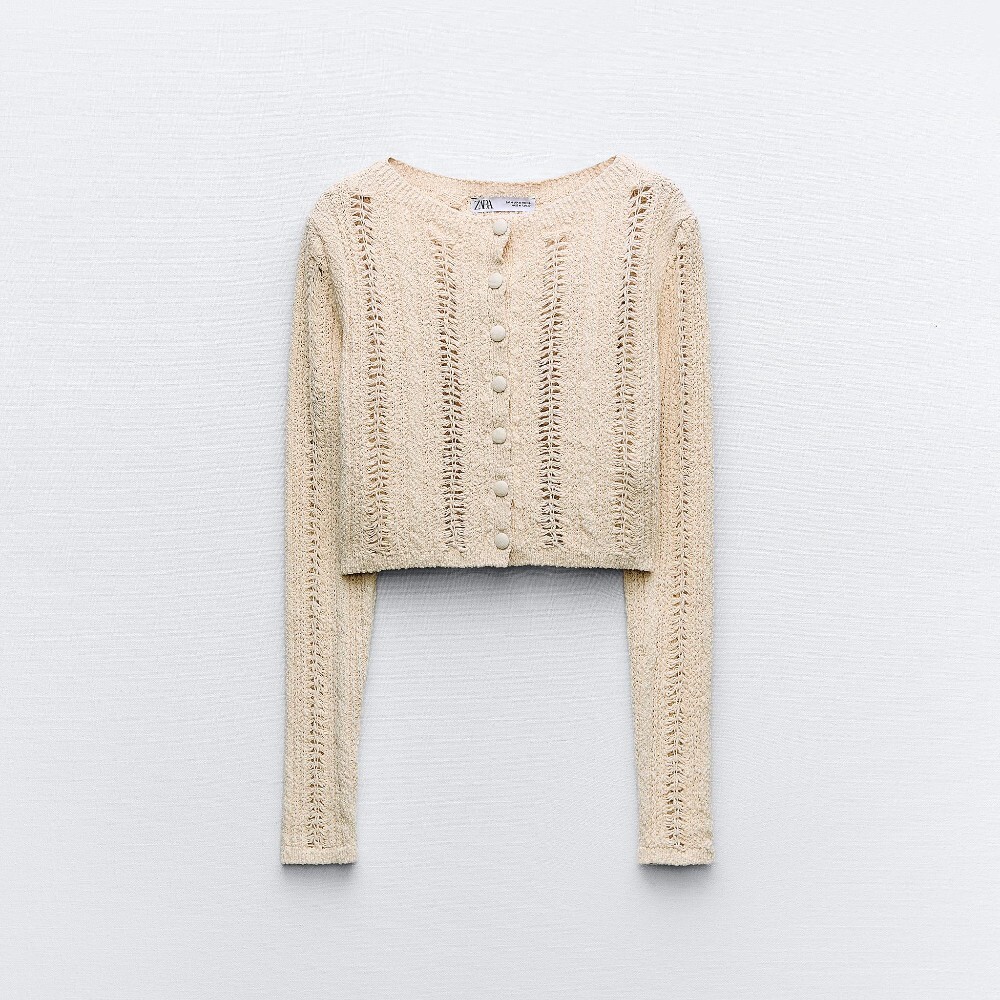 

Кардиган Zara Rustic Knit, светло-бежевый