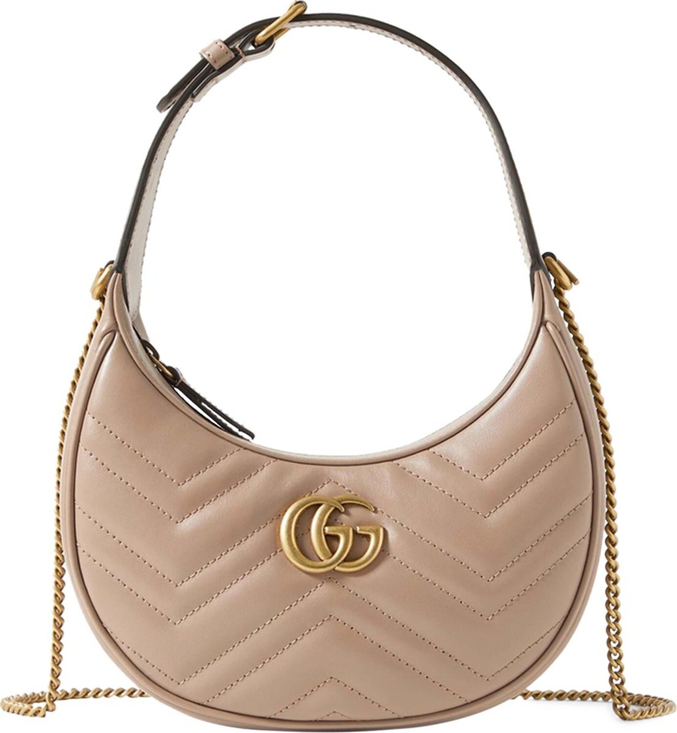 

Сумка Gucci GG Marmont Half Moon Shaped, золотисто-розовый