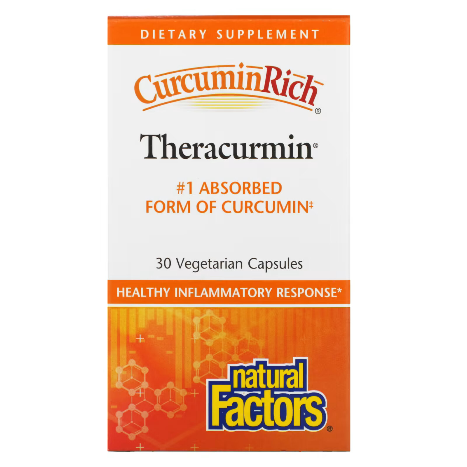 Natural Factors, CurcuminRich, Theracurmin, куркумин, 30 вегетарианских капсул natural factors curcuminrich theracurmin двойной силы 60 растительных капсул
