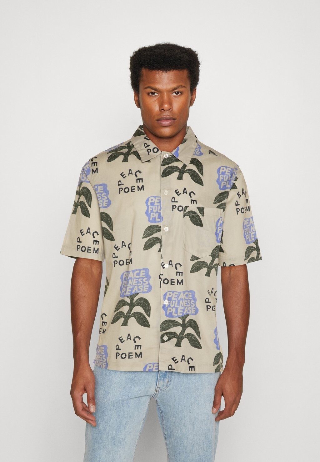 

Рубашка AYO Samsøe Samsøe, цвет white/light blue/dark green