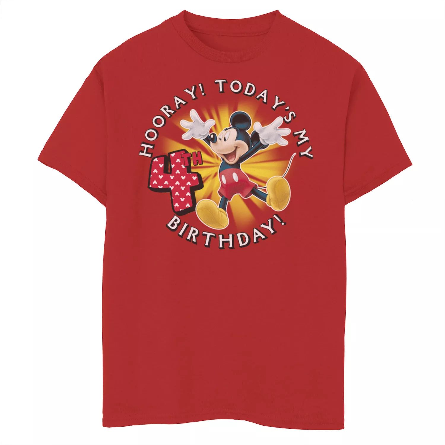 Микки Маус Диснея, мальчики 8–20 лет Ура! Футболка с рисунком «Мой 4-й день рождения» сегодня Disney, красный микки маус диснея мальчики 8–20 лет ура футболка с рисунком мой 6 й день рождения сегодня disney