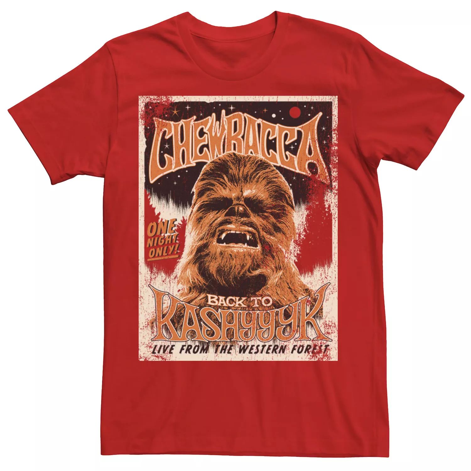 Мужская винтажная футболка с плакатом к концерту «Звездные войны Чубакка», красная Star Wars, красный