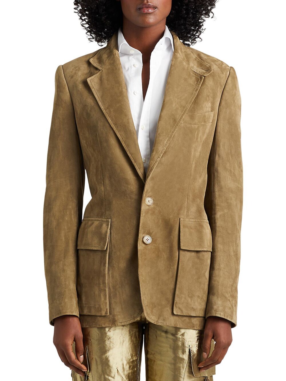 

Приталенная замшевая куртка Preston Ralph Lauren Collection, зеленый