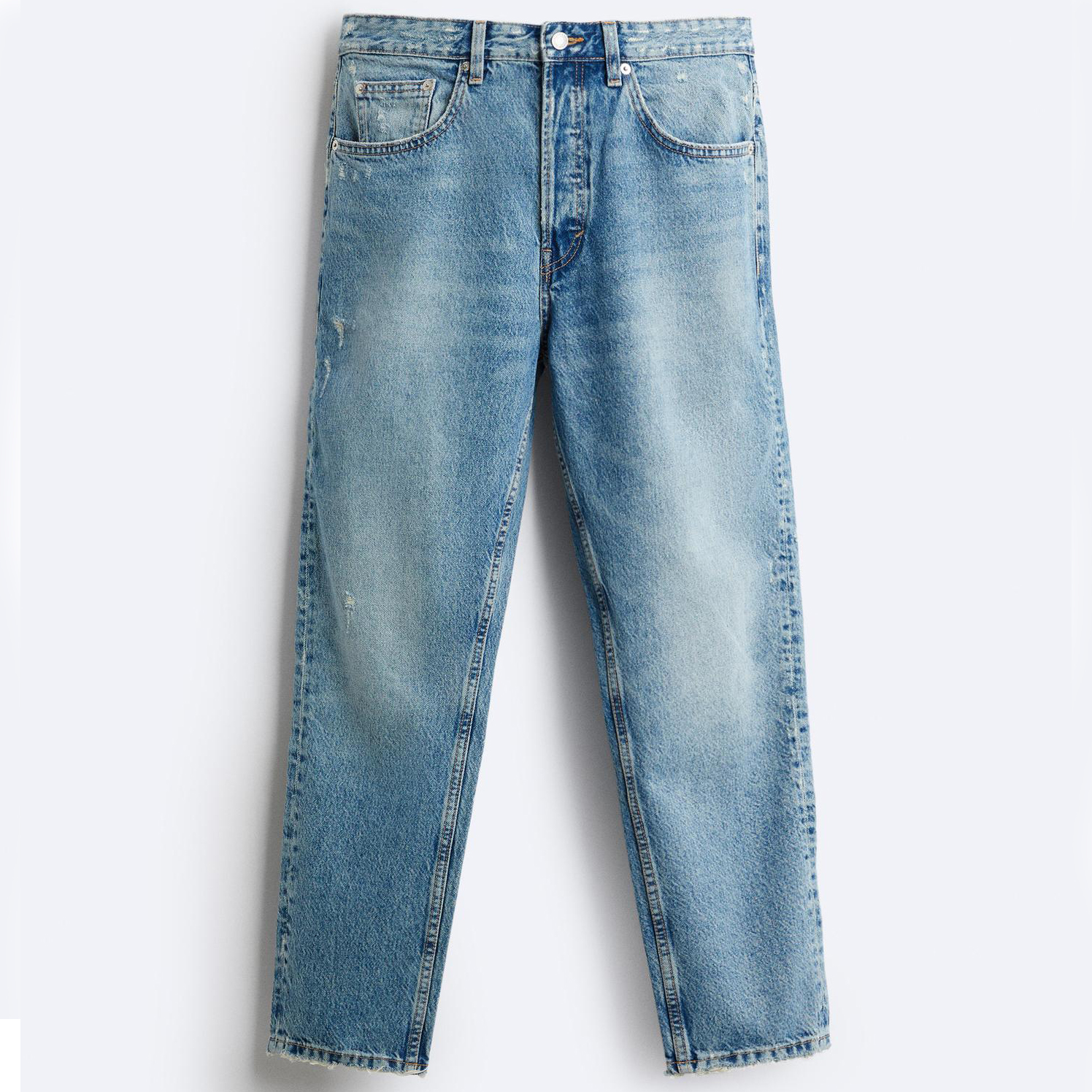 Джинсы Zara Slim Cropped-fit, голубой джинсы узкие 78 застежка на молнию на щиколотке 38 fr 44 rus розовый