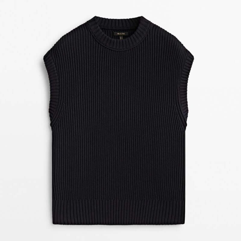 

Жилет Massimo Dutti Knit Cotton, темно-синий