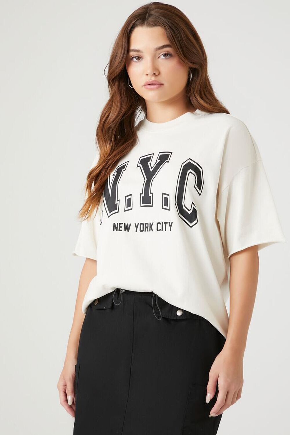 

Футболка оверсайз с графическим рисунком NYC Forever 21, белый