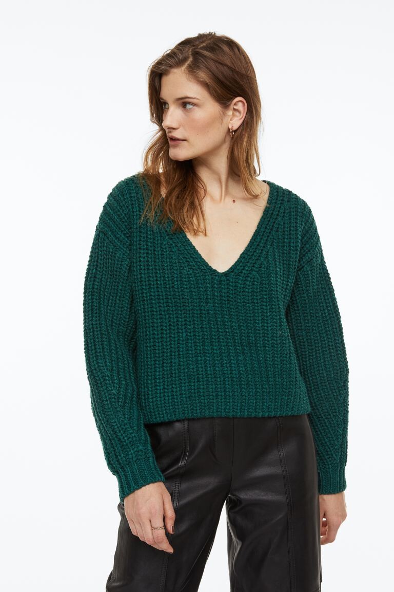 

Свитер в рубчик H&M, темно-зеленый
