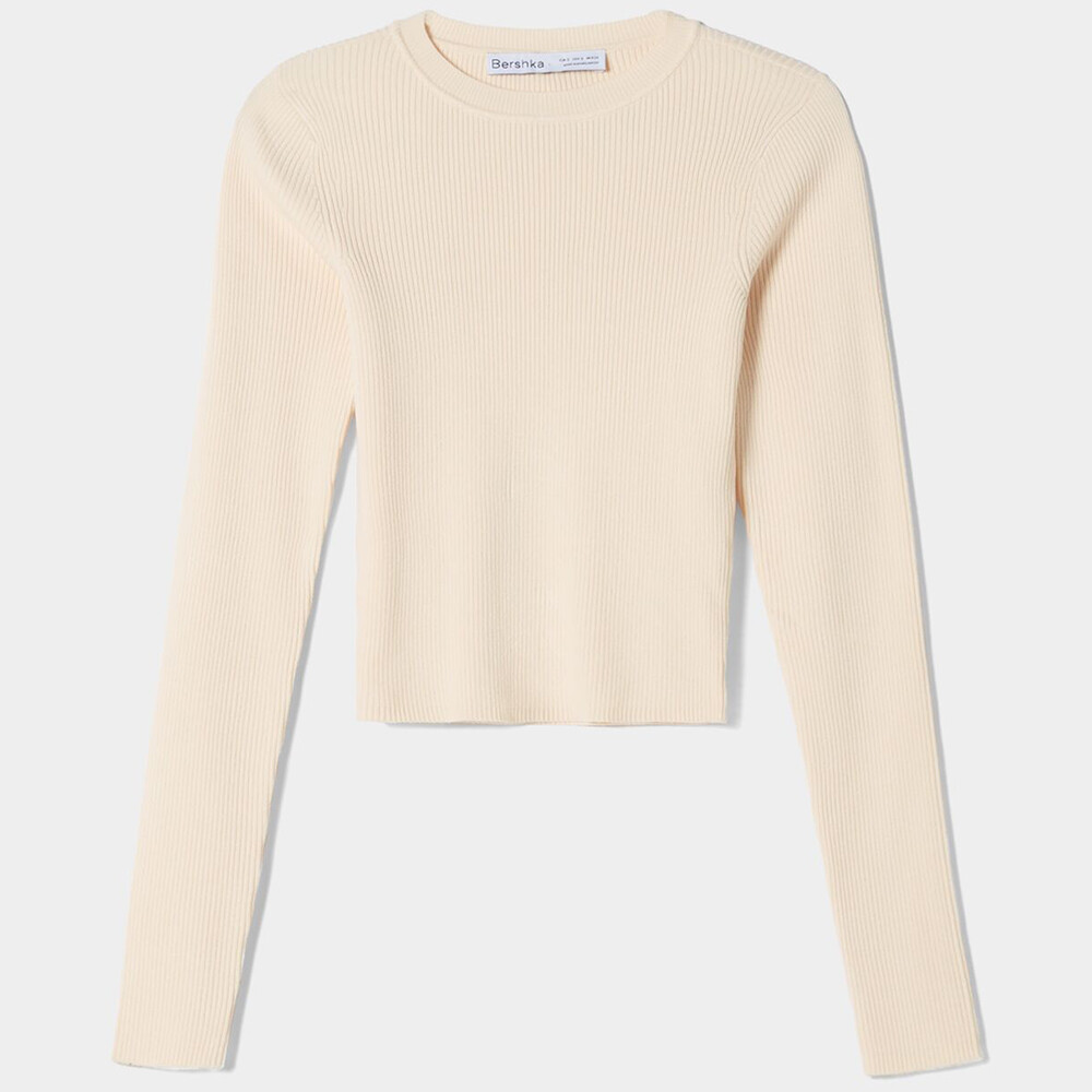 

Джемпер Bershka Round Neck, кремовый