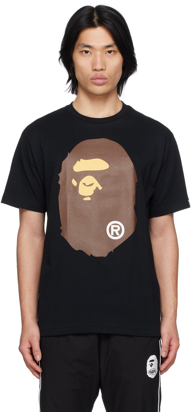 

Черная футболка с головой обезьяны BAPE, Черный