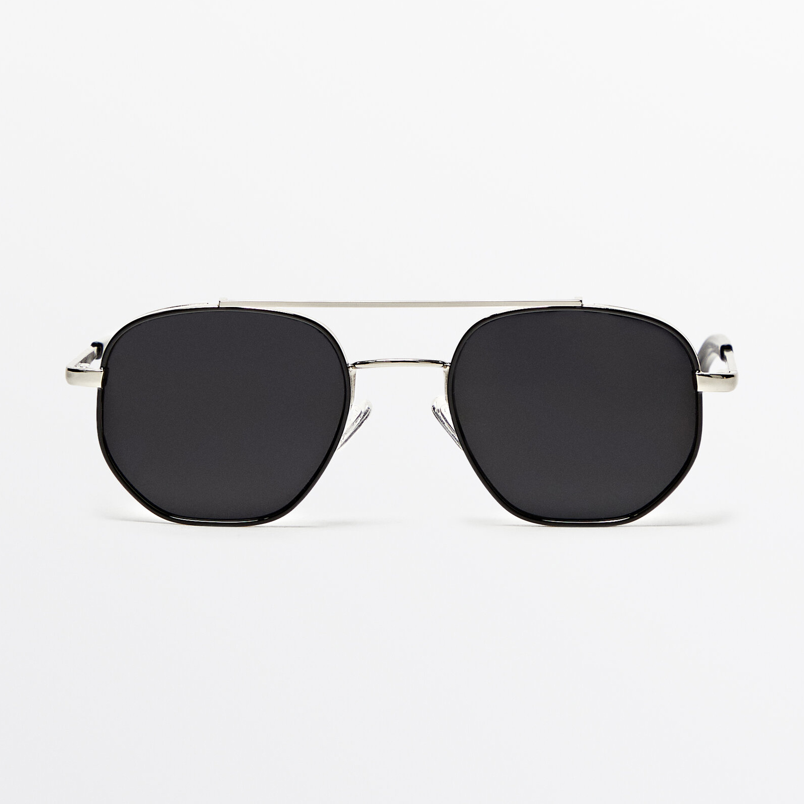 солнцезащитные очки massimo dutti oval изумрудный Солнцезащитные очки Massimo Dutti Aviator, серебристый