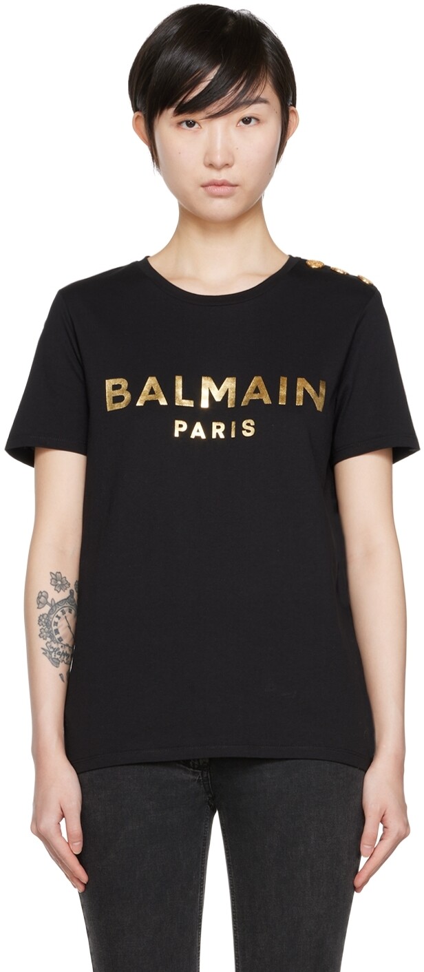 

Черная футболка из органического хлопка Balmain, Черный