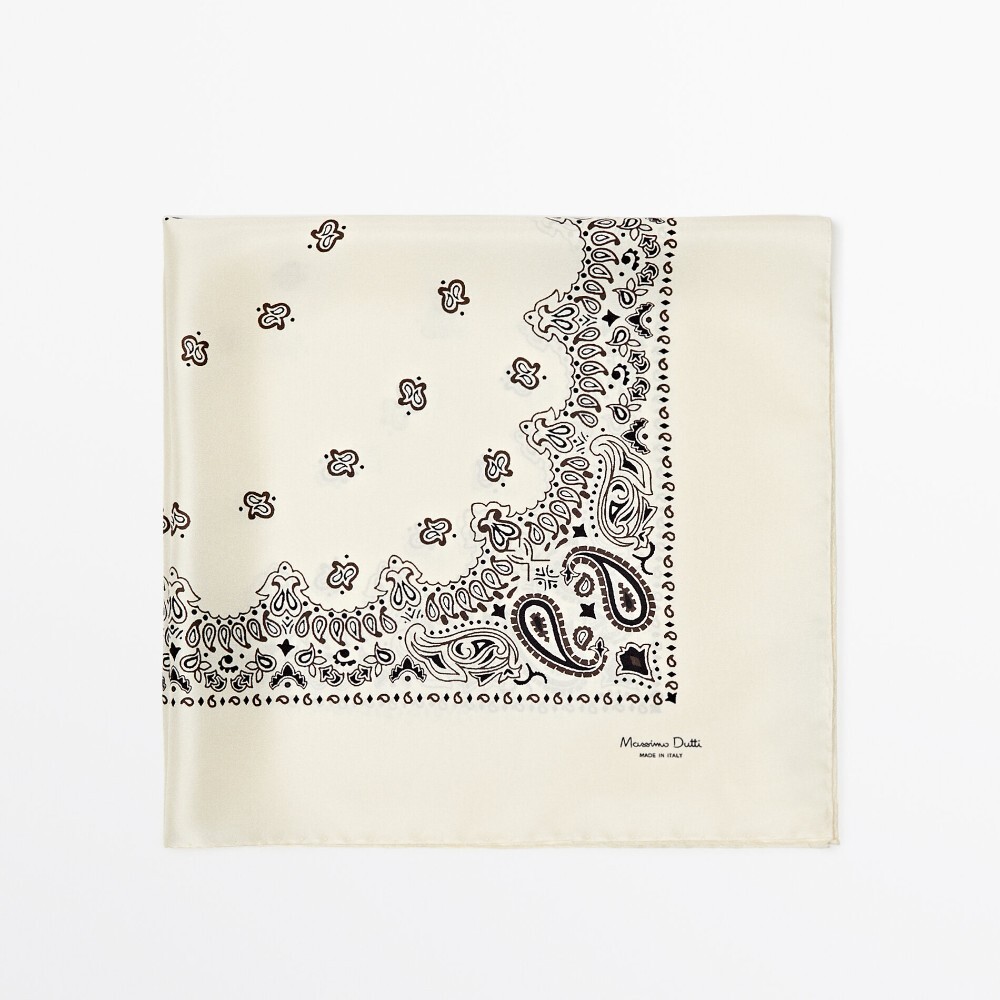 

Платок Massimo Dutti 100% Silk Paisley Print, кремовый