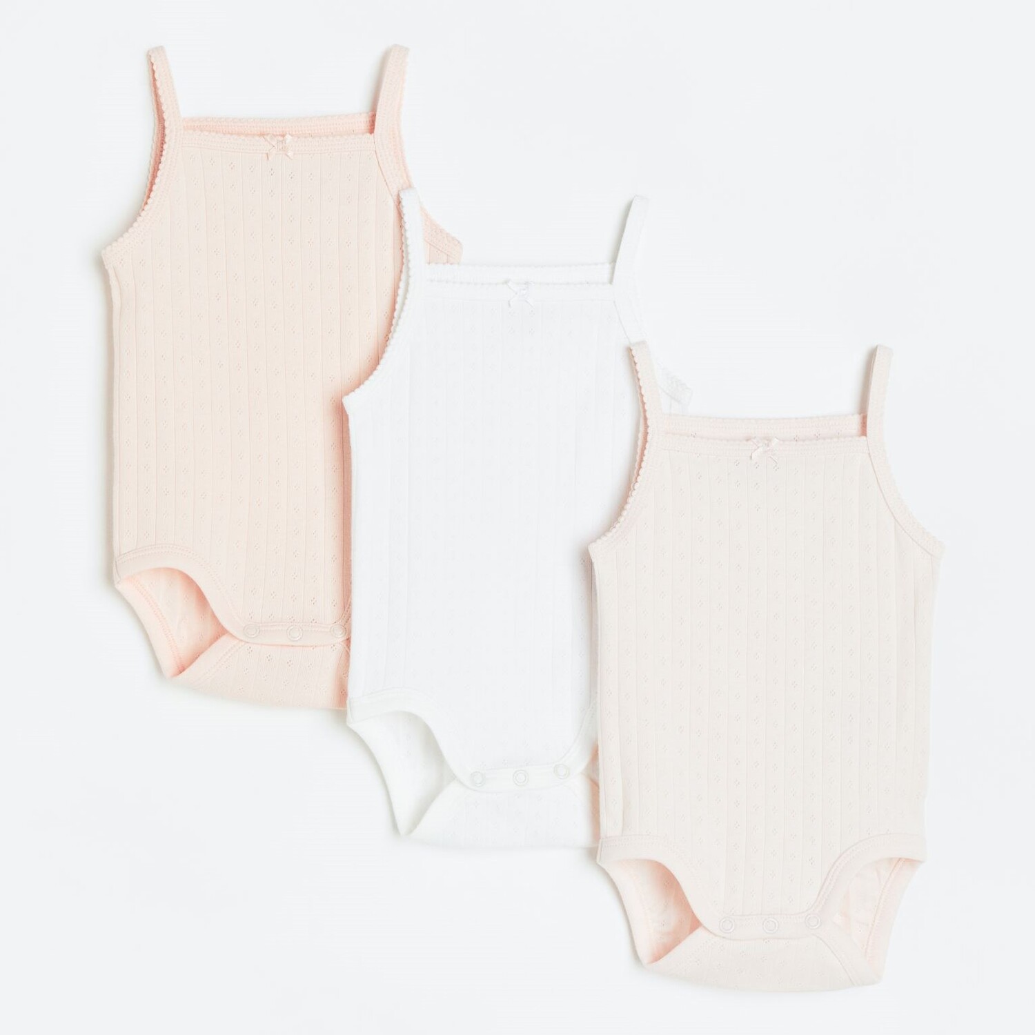 

Комплект боди H&M Sleeveless, 3 пары, светло-розовый, белый