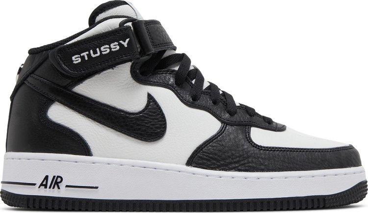 Кроссовки Nike Stussy x Air Force 1 Mid 'Black White', черный кроссовки nike stussy x air force 1 mid black snakeskin черный