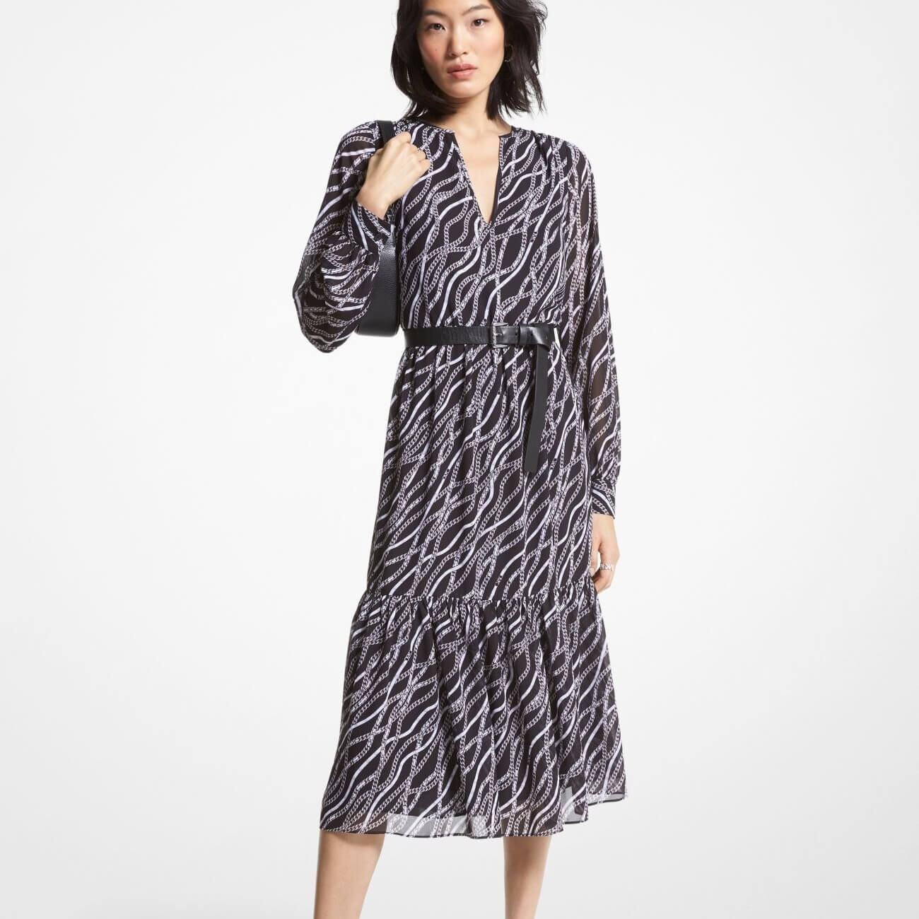 

Платье Michael Michael Kors Status Print Georgette, черный