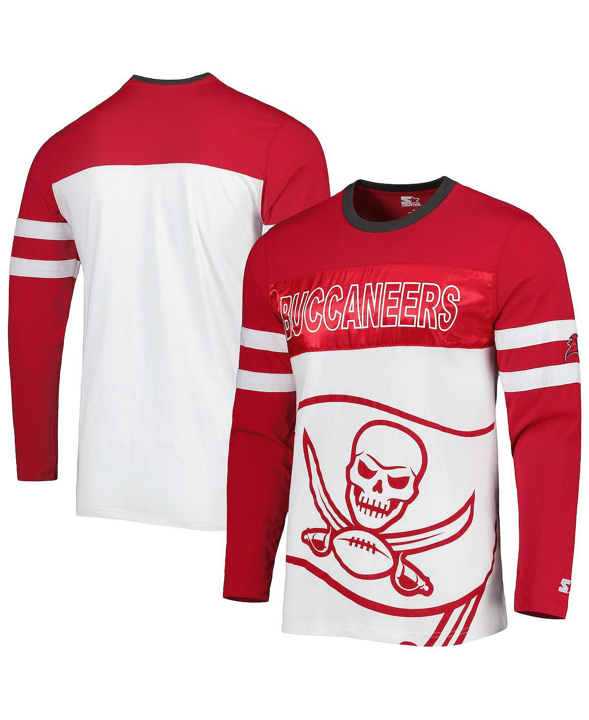 Мужская красно-белая футболка с длинным рукавом tampa bay buccaneers halftime Starter, мульти