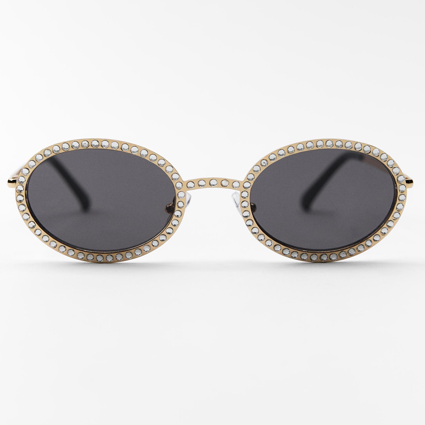 Солнцезащитные очки Zara Oval Diamanté, золотой солнцезащитные очки zara oval серый