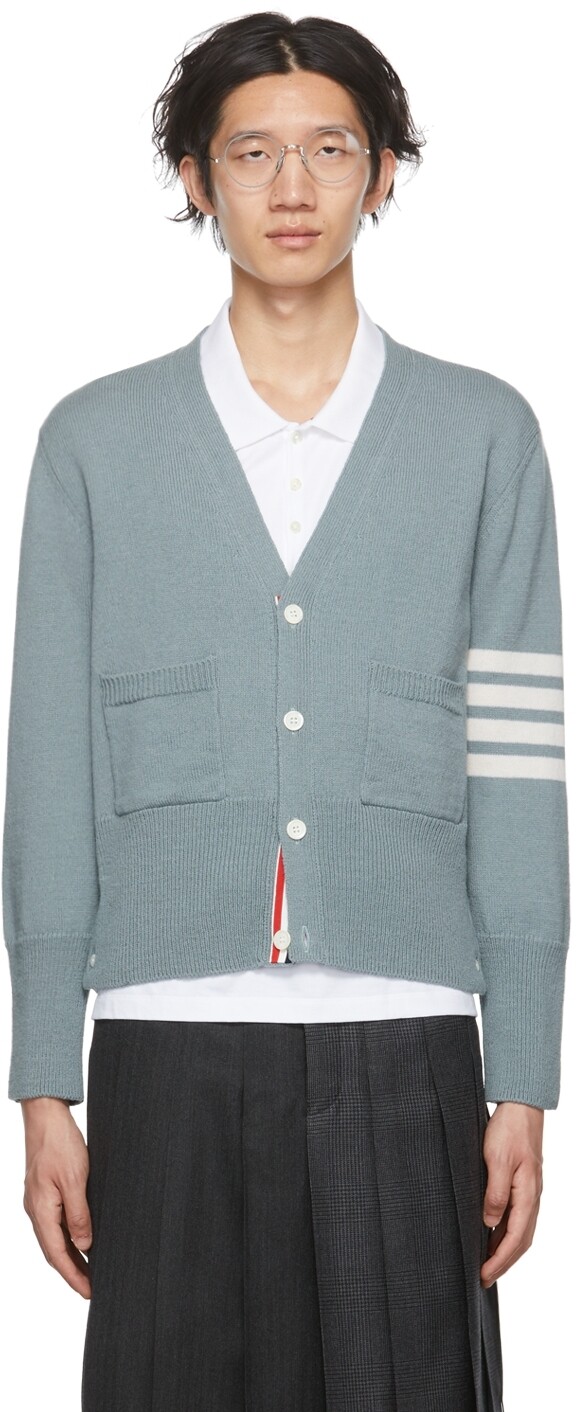 

Синий кардиган с 4 полосами Thom Browne