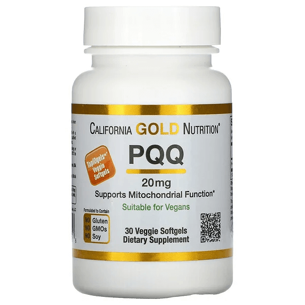 PQQ California Gold Nutrition 20 мг, 30 капсул california gold nutrition коэнзим q10 с пирролохинолинхиноном pqq 100 мг 60 растительных капсул
