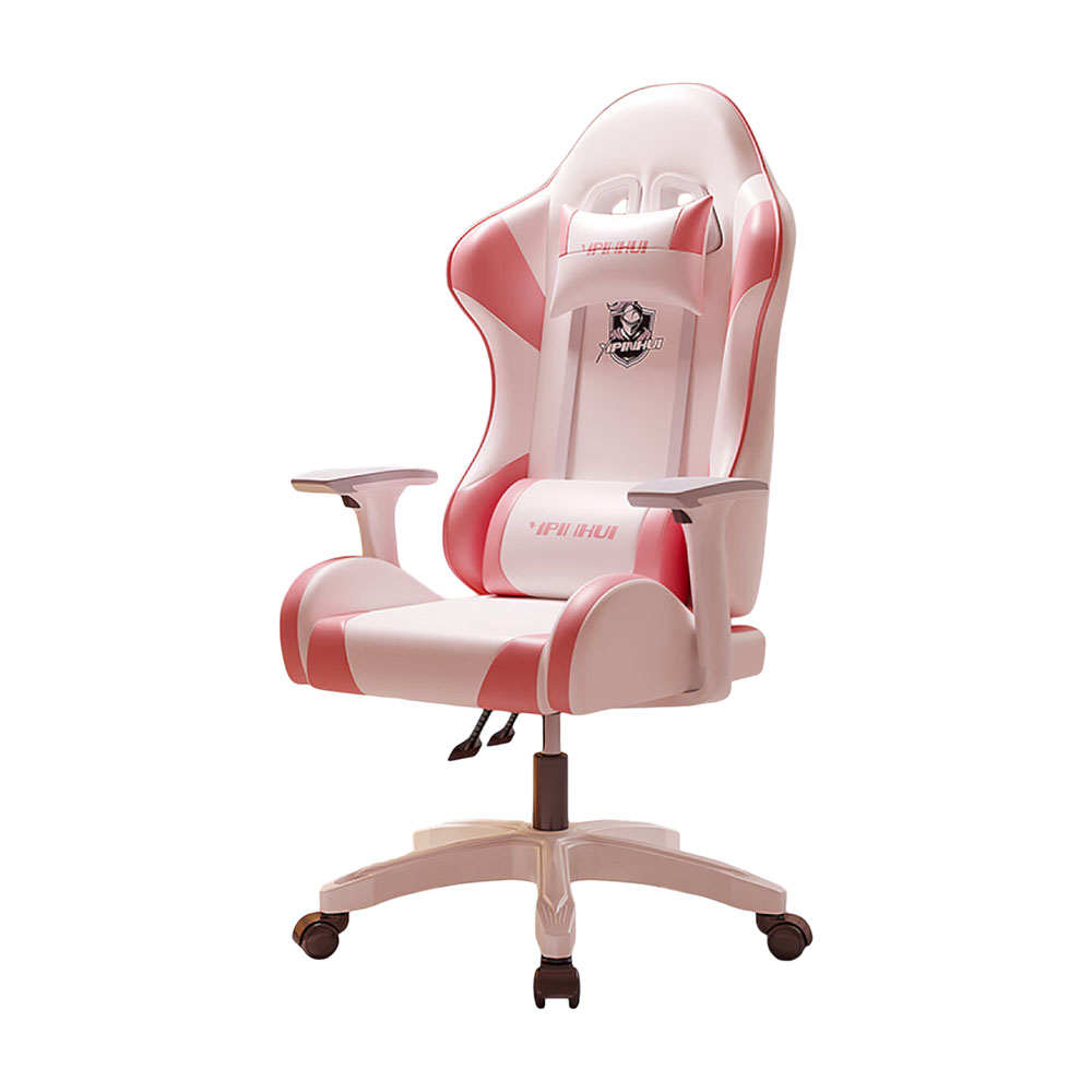 Игровое кресло Yipinhui DJ-05 New, сталь, белый/розовый