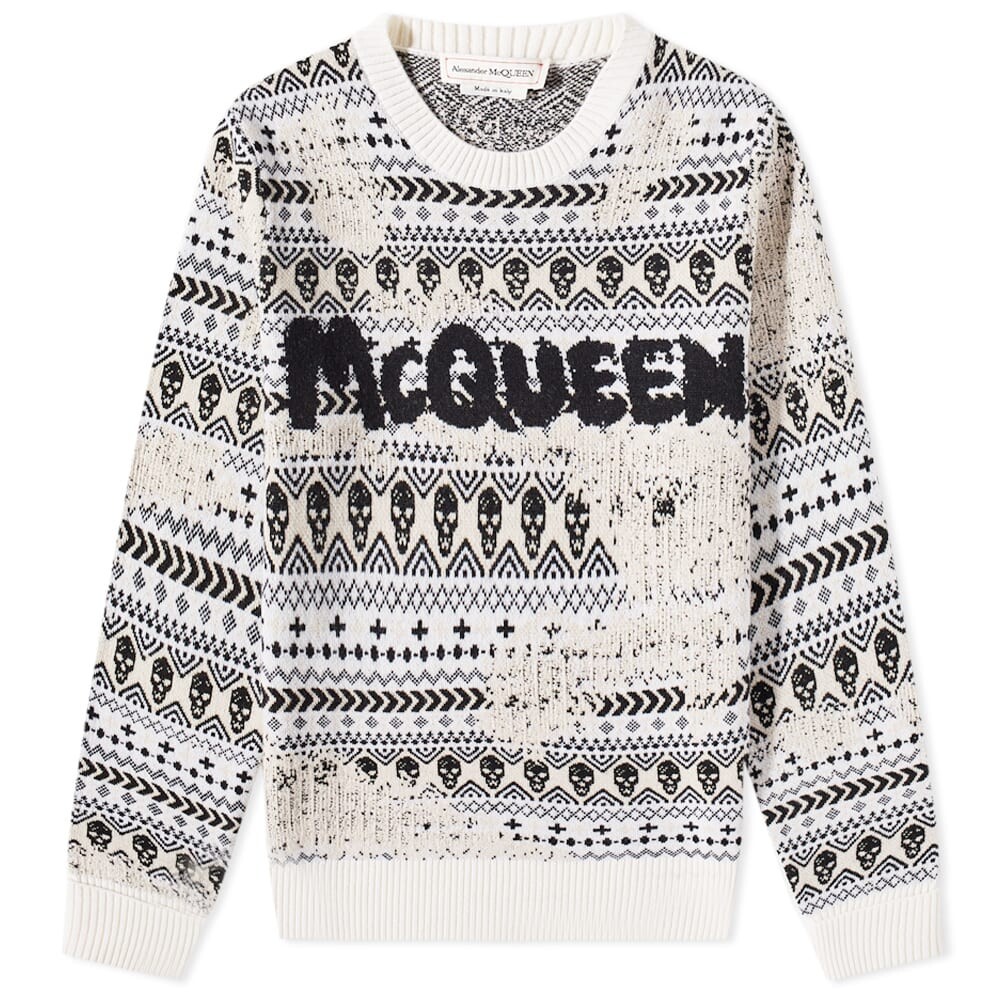 

Толстовка Alexander McQueen Grafitti Logo Fairisle Crew Sweat, Серый