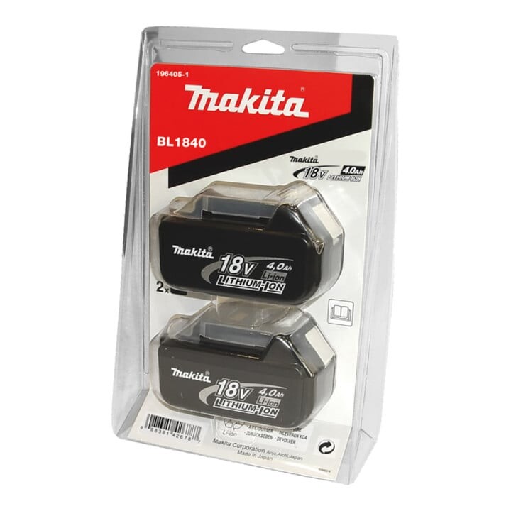 

Батарея Makita 4,0 Ач, двойная упаковка BL1840B