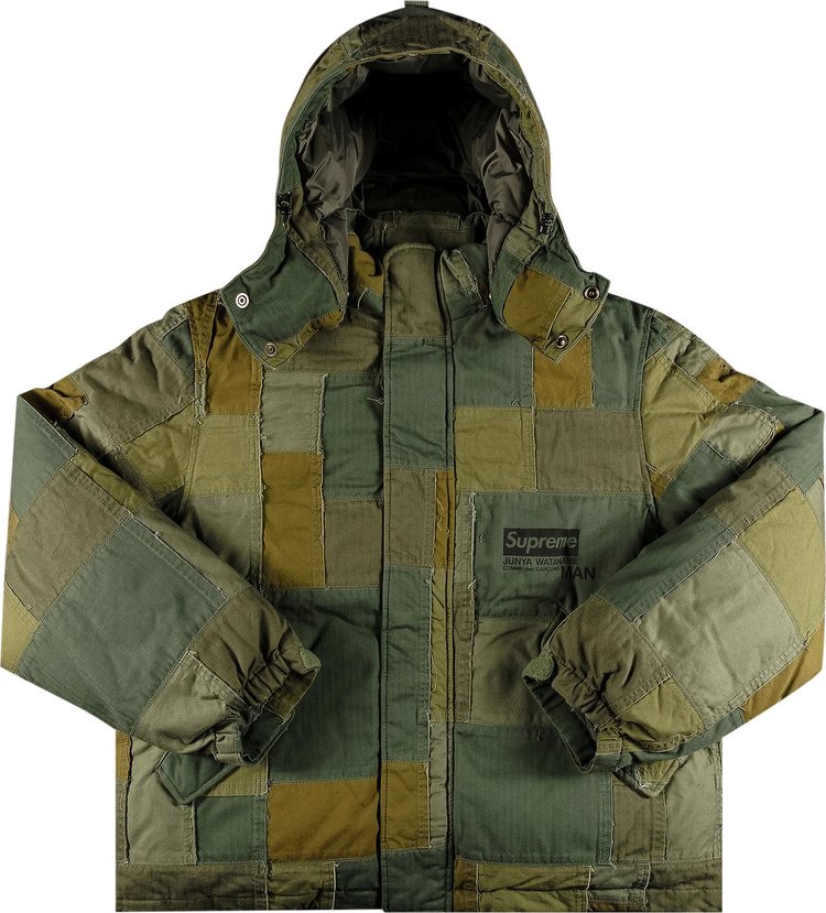 Куртка Supreme x Junya Watanabe x Comme des Garçons MAN Patchwork Puffy Jacket 'Olive', зеленый