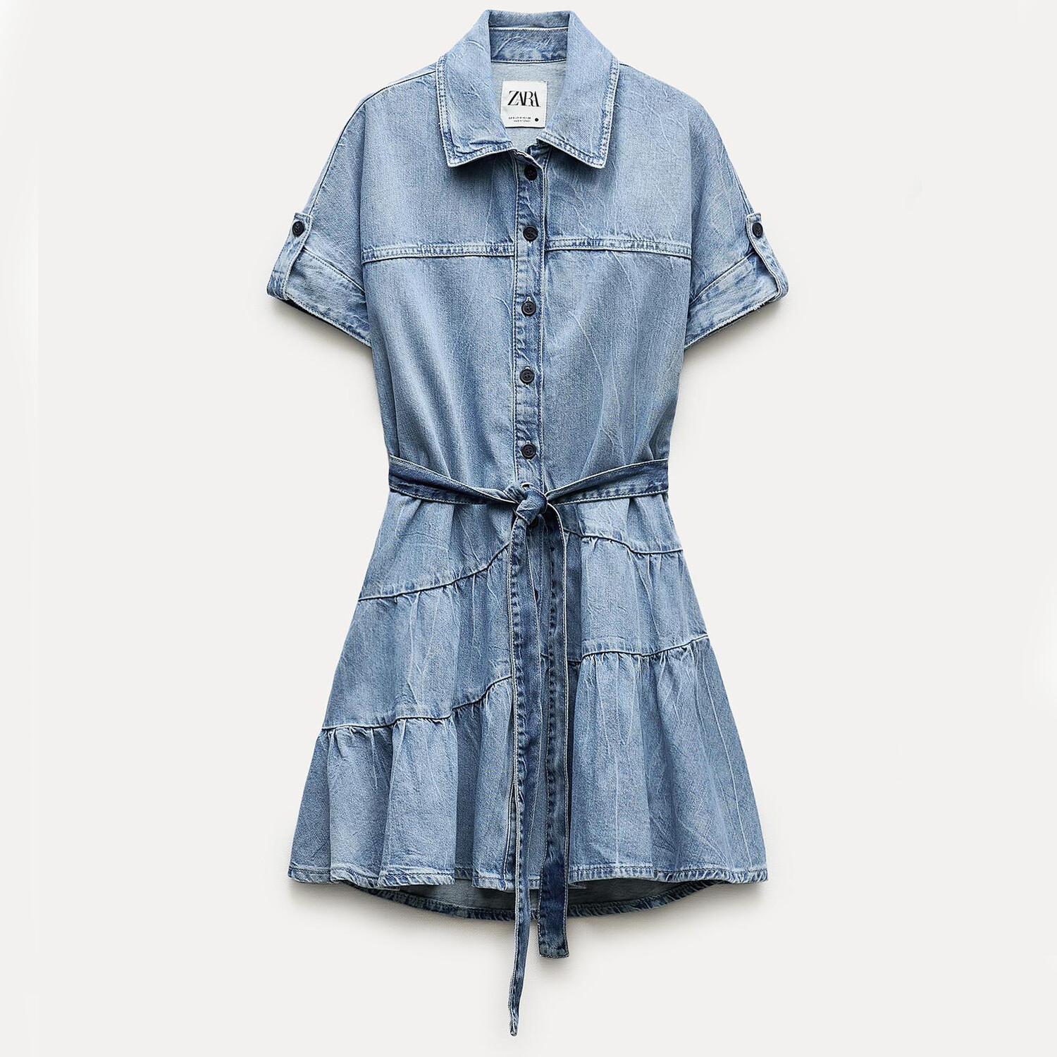 Платье Zara ZW Collection Short Denim, голубой