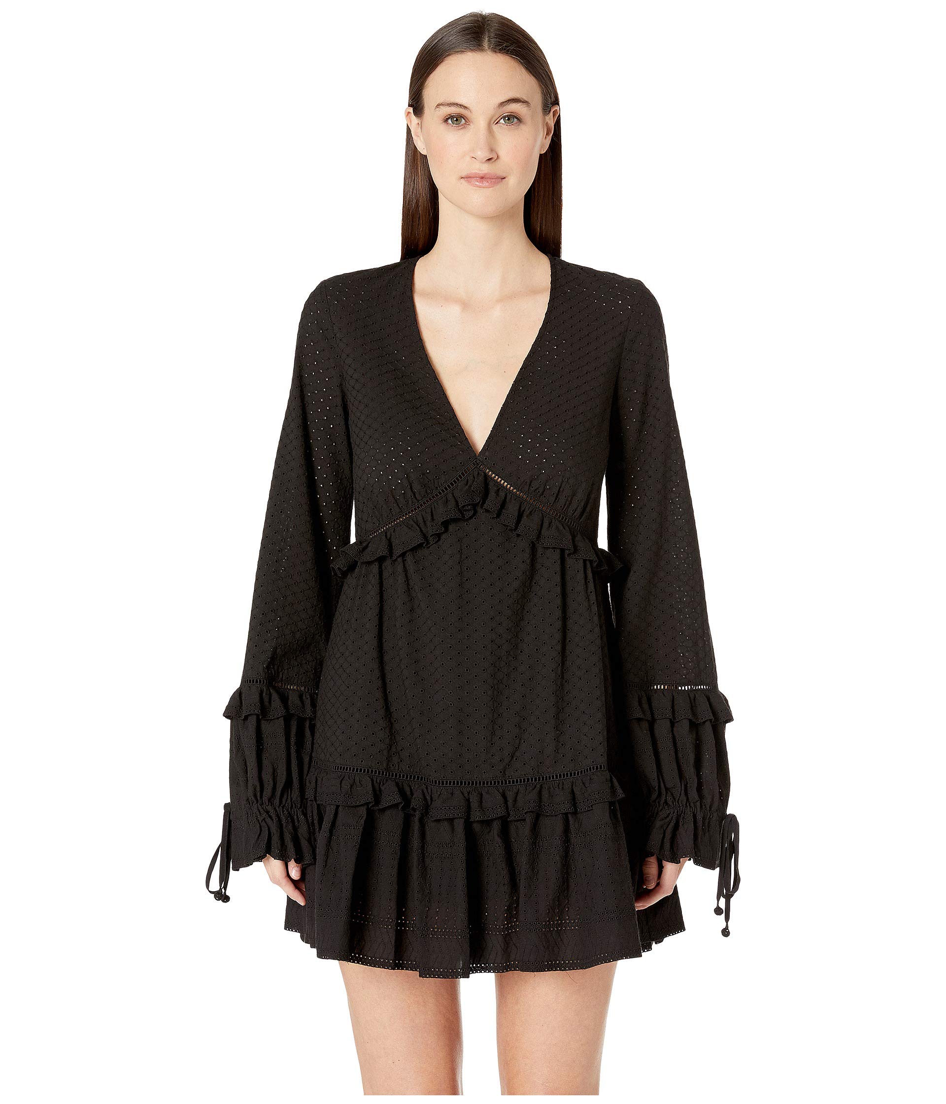 цена Платье Jonathan Simkhai, Embroidered Ruffle Long Sleeve Dress