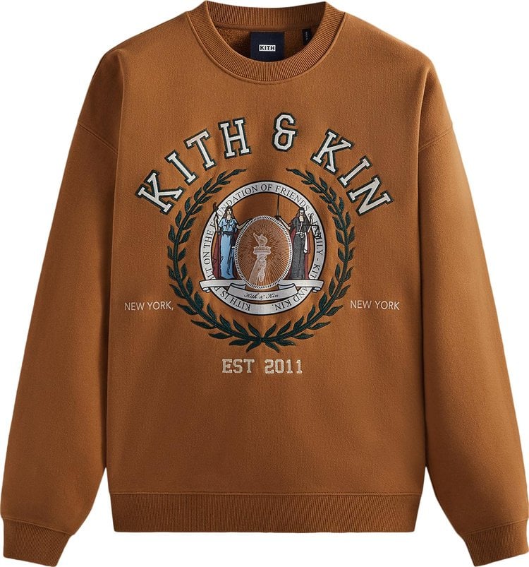 Толстовка Kith Vintage Crewneck 'Sumo', коричневый - фото