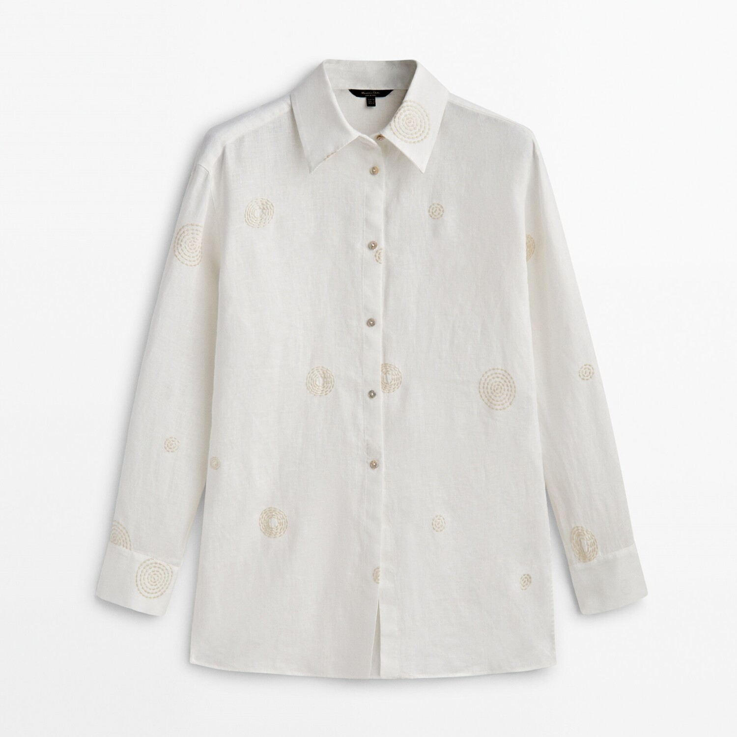 

Рубашка Massimo Dutti Linen With Embroidery Detail, белый