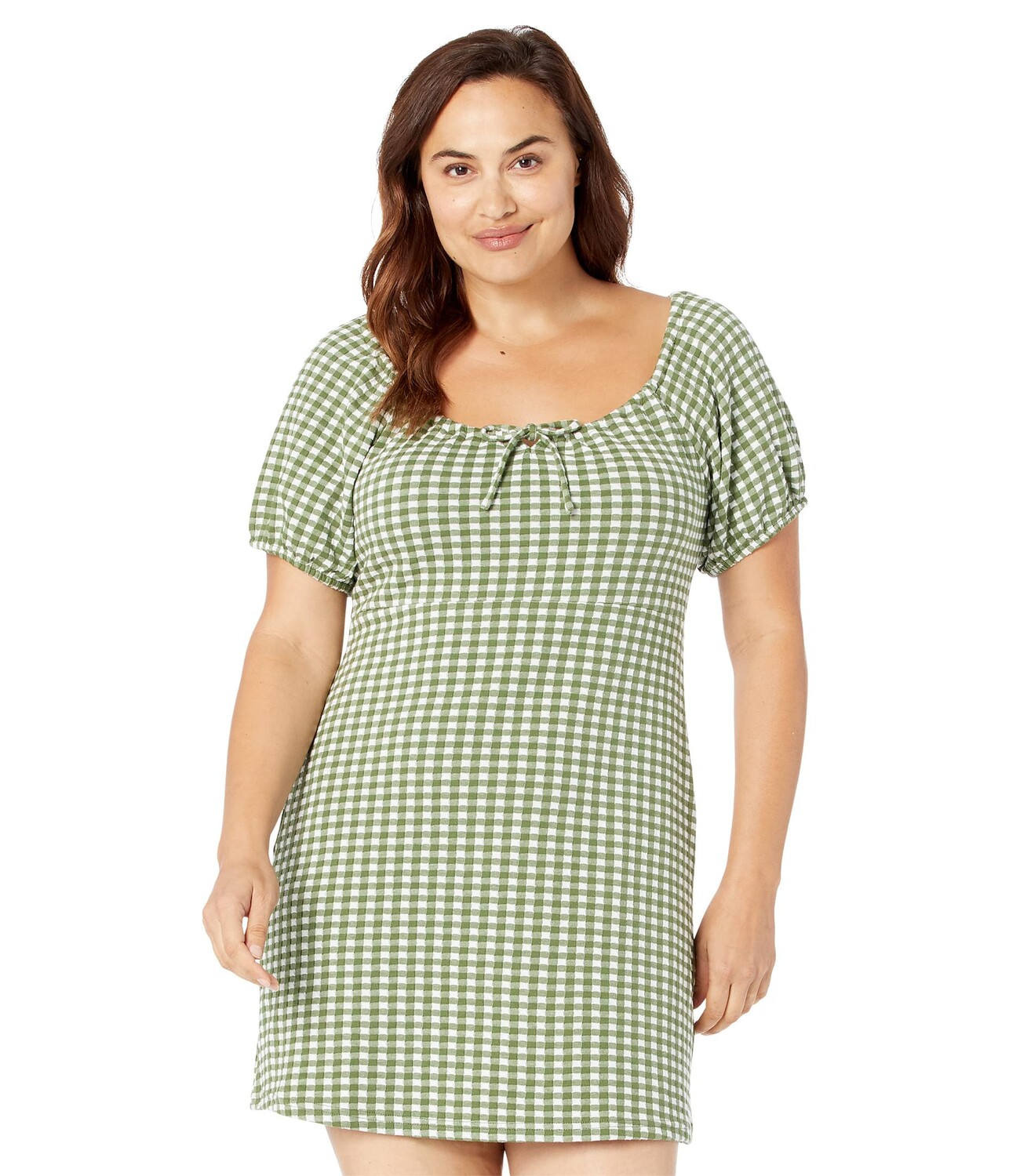 

Платье Madewell, Jacquard Puff-Sleeve Mini Dress in Gingham Check