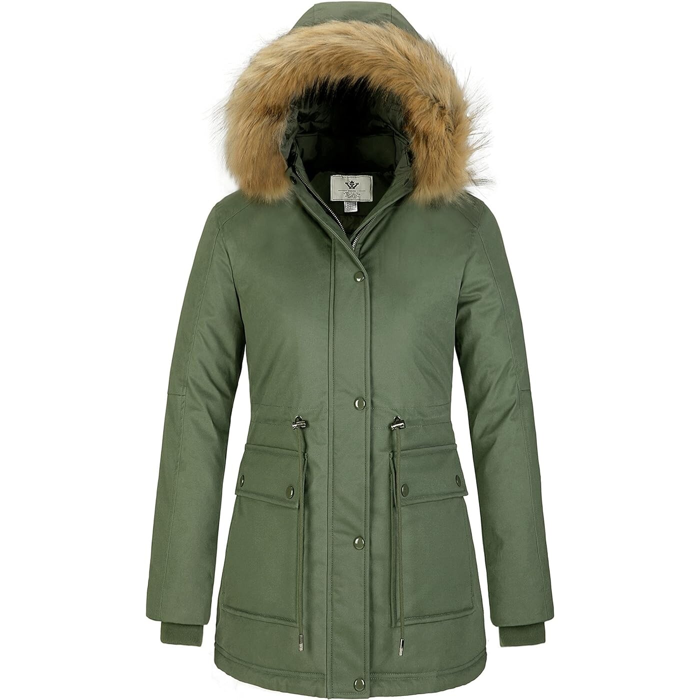 

Куртка WenVen Winter Water Resistant With Removable Hood Women's, зеленый