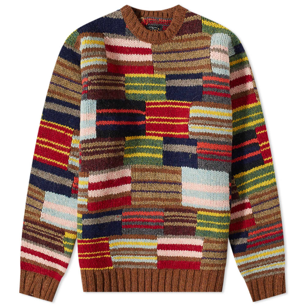 

Толстовка Beams Plus Stripe Patchwork Hand Knit Crew, Коричневый