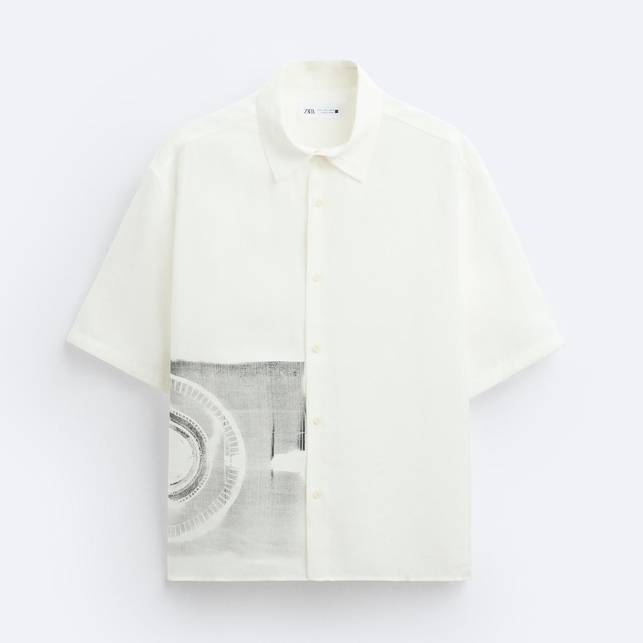 Рубашка Zara Photo Print, белый рубашка zara geometric print черный белый