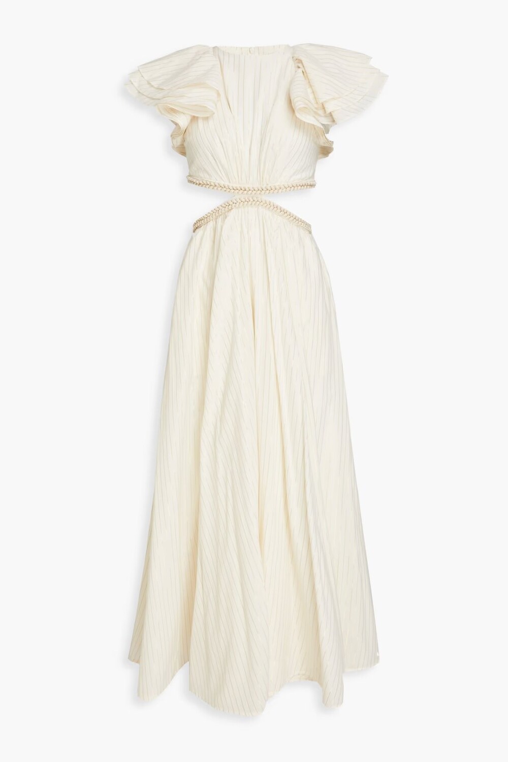 

Платье Zimmermann Ruffled Metallic Cotton-blend Maxi, кремовый