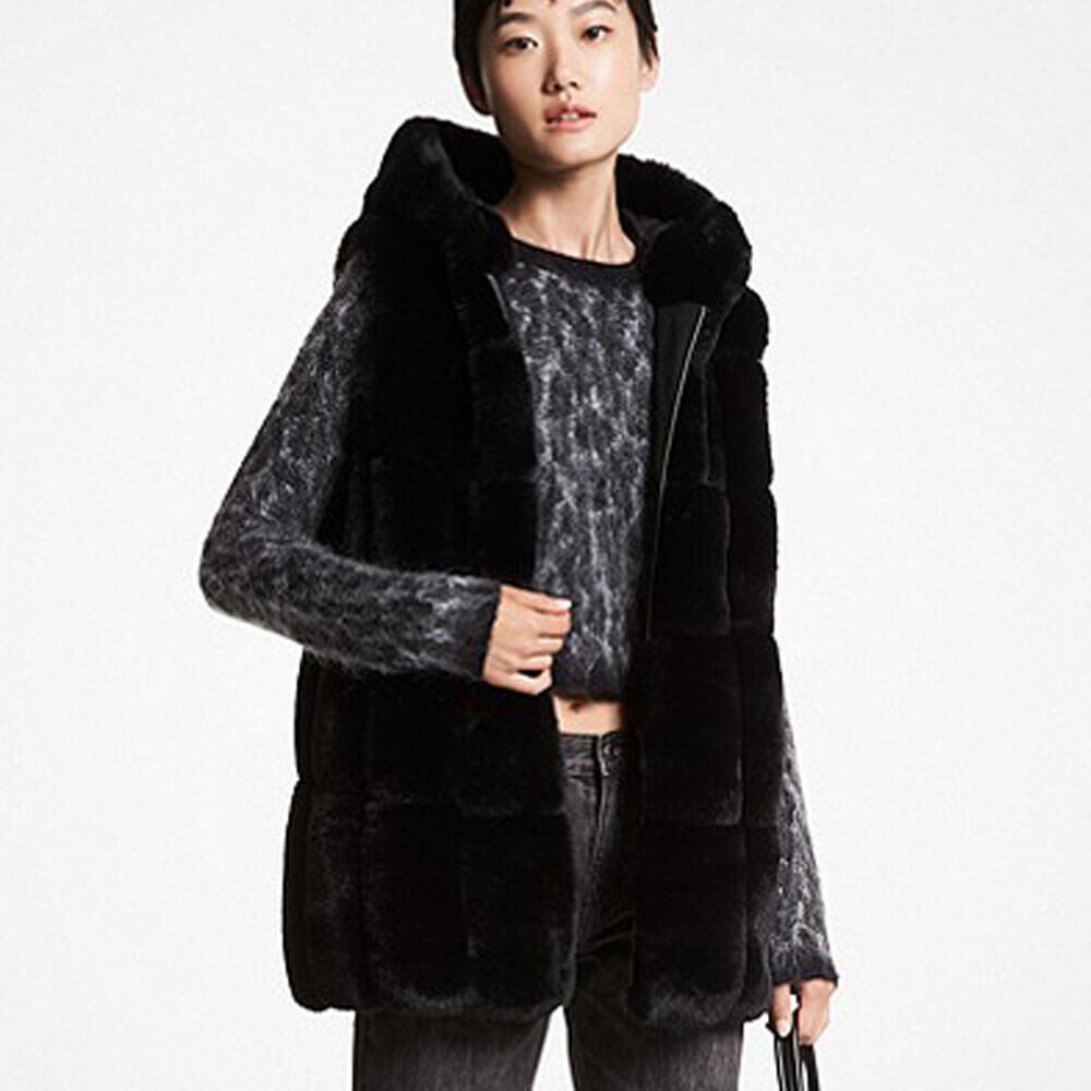 

Жилет с капюшоном из искусственного меха Michael Michael Kors Quilted, черный