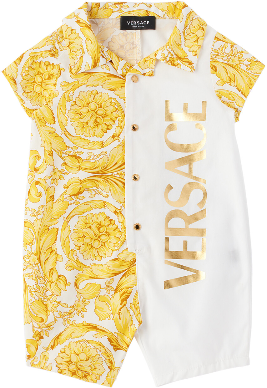 

Детское бело-желтое боди Barocco Versace