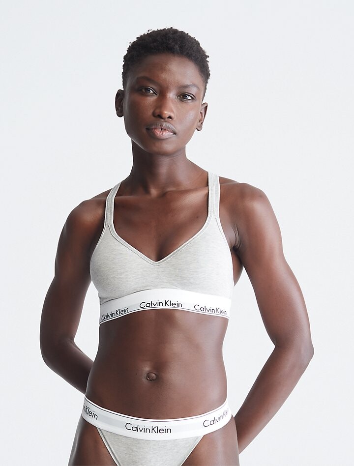 

Современный бюстгальтер без косточек на хлопковой подкладке Calvin Klein, серый