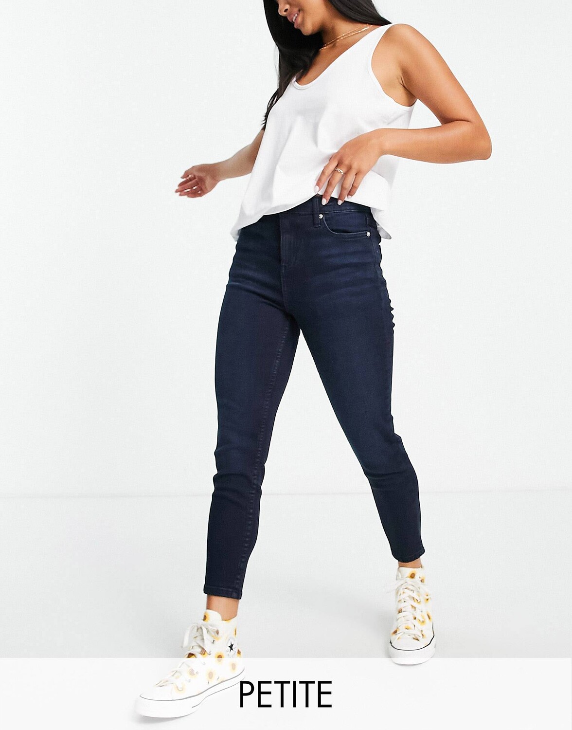 

Синие джинсы скинни с завышенной талией до щиколотки Miss Selfridge Petite emily