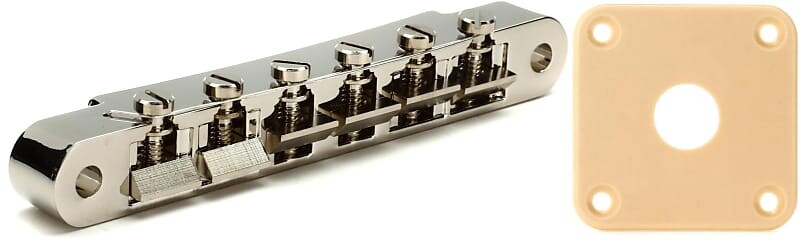 

Аксессуары Gibson Бридж ABR-1 Tune-O-Matic в полной сборке - никелевый комплект с аксессуарами Gibson Пластиковая пластина домкрата для Les Paul - Creme Gibson Accessories PBBR-015=1 PRJP-030=1