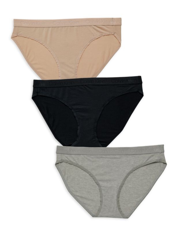 

Комплект Calvin Klein из 3-х трусов бикини с логотипом, кремовый