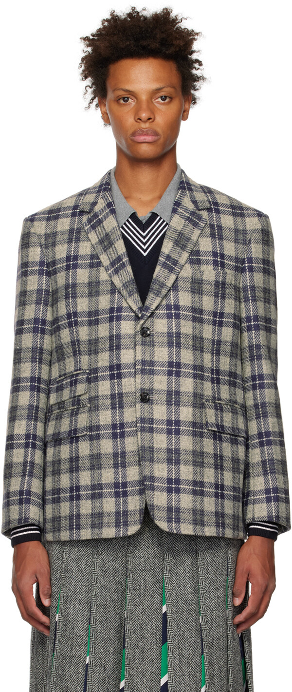 

Серый пиджак в клетку тартан Thom Browne