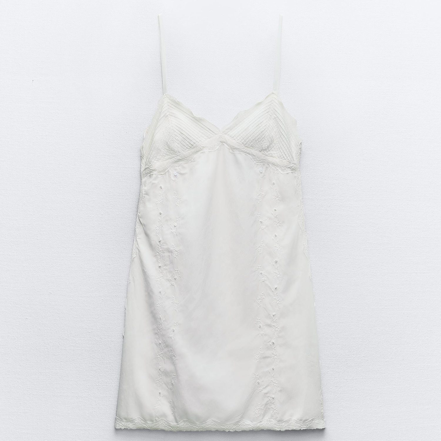 Платье Zara Embroidered Short, белый