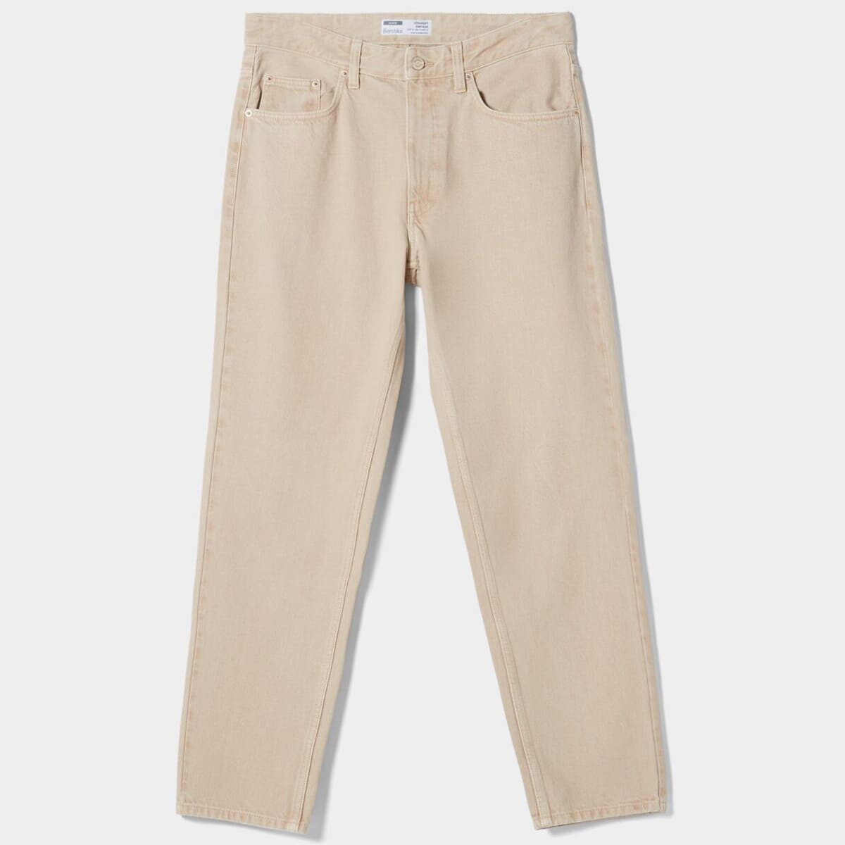 

Джинсы Bershka Straight-Fit Vintage, бежевый