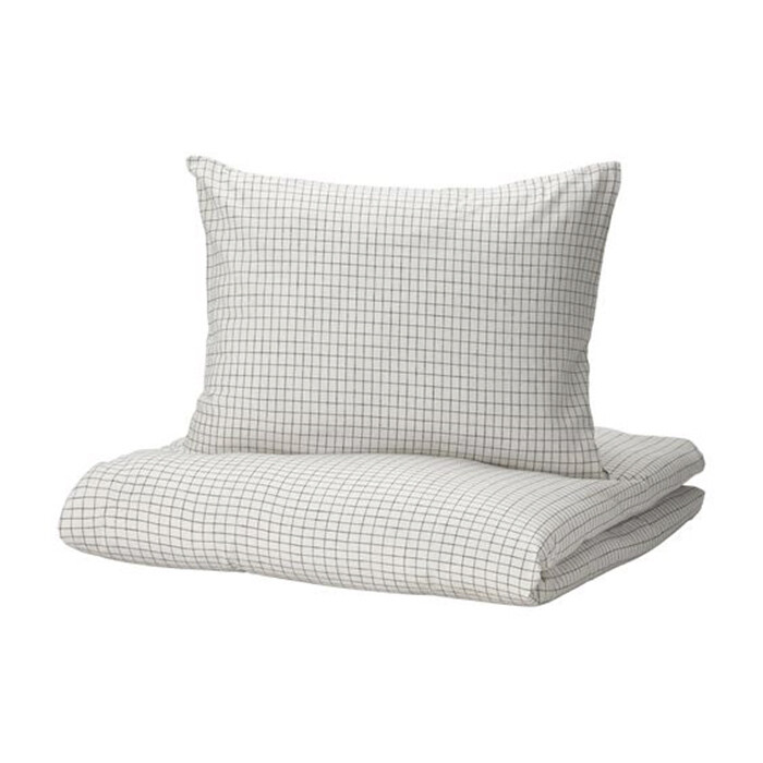 

Комплект постельного белья Ikea Аkerfibbla, белый/черный, клетка
