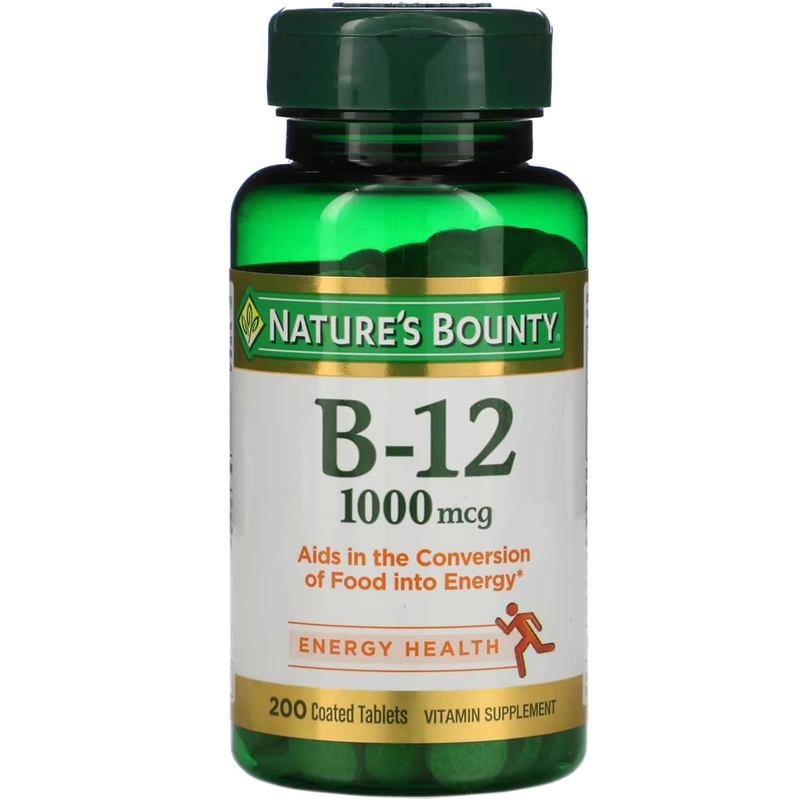 Витамин B12 1000 мкг Nature's Bounty, 200 таблеток naturesplus витамин b12 1000 мкг 90 таблеток