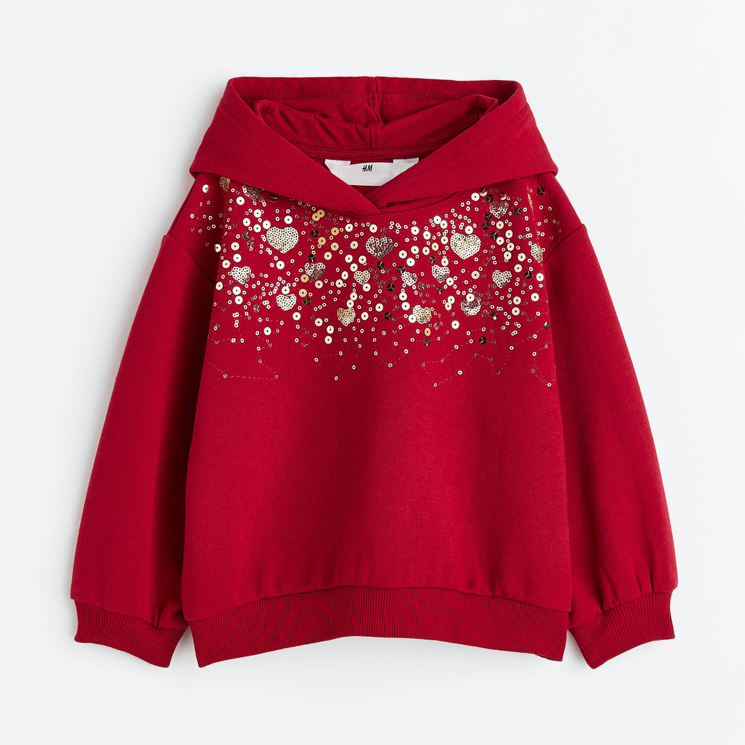 

Толстовка с принтом H&M Hearts, красный/золотой/розовый